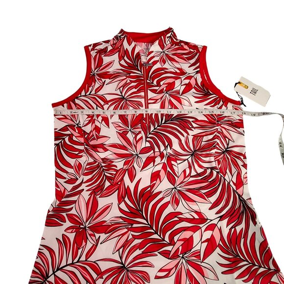 Sleeveless Red & White Summer Leaves Golf Top By Tail With UPF 50 Protection  S - Picture 3 of 10